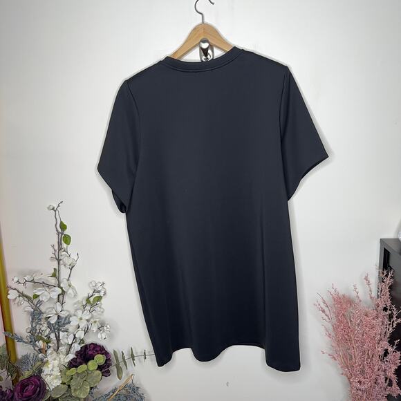 GOOD AMERICAN Strong Shoulder Scuba T-Shirt Mini Dress Black {3T18} - Picture 6 of 8